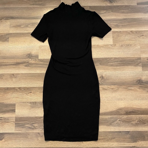 L’Agence Black Ribbed Ami Mock Neck Dress - Picture 2 of 7